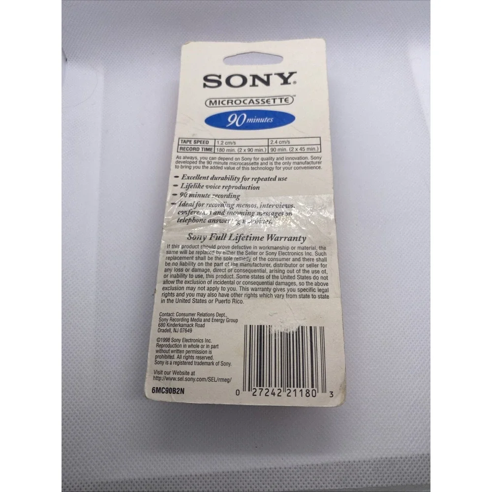 Sony MC-90 Microcassette Audio Tapes (Pack of 5)